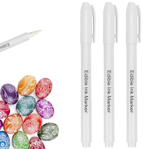 Set 3 Rotuladores Alimentarios Blancos Profesionales – Punta Fina, Tinta Comestible Especial para Superficies Oscuras, Chocolate Negro y Tartas