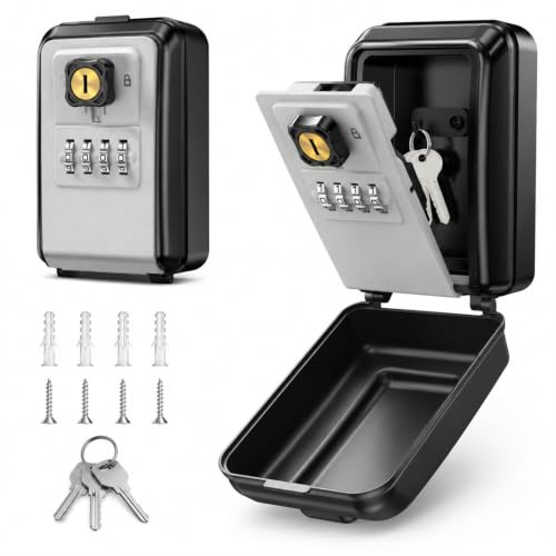 LDS® Boite à Clefs Sécurisée Extérieure – Ouverture par Code à 4 Chiffres OU Clé – Coffre à Clés Étanche avec 2 Clés de Secours Incluses – Grand Rangement pour Clés de Rechange – Idéale pour Maison