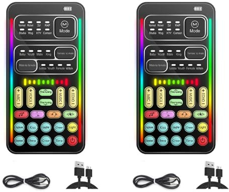 Onchdbfhuu 2X Changeur de Voix I9 Effets Audio Multiples Cartes Son Bluetooth Live Carte Son Portable Ultra-Mince Changeur de Voix Micro