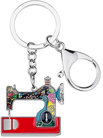 Emaille Metall Neuheit Nähmaschine Schlüsselanhänger für Frauen Mädchen Geschenk Auto Handtasche Tasche Ringe Charms (Mehrfarbig)