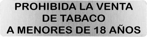 MovilCom® - Señal de acero inoxidable PROHIBIDA VENTA TABACO 200X50mm señal informativa (ref.RD707057)
