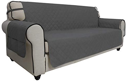Easy-Going Sofa-Schonbezug Übergroße Sofabezug Wasserdicht Couchbezug Möbelschutz Abdeckung Haustiere Bezüge Waschbarer Rutschfester Stoff Haustiere Kinder Hund Katze (Übergroßes Sofa, Dunkelgrau)