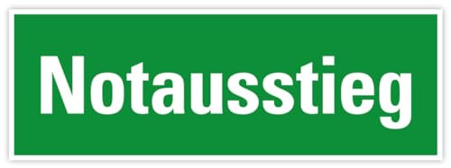 Aufkleber Fluchtweg Notausgang „Notausstieg“ Folie selbstklebend | 300x105 mm made in Germany