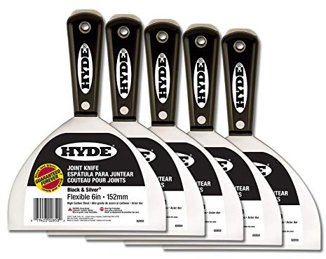 Hyde Lot de 5 couteaux à joint en acier à haute teneur en carbone Noir et argenté 15,2 cm