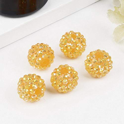 PENVEAT 12/14/16/18/20mm Rhinestones Round Loose Beads For Bracelet Earrings DIY Crystal Ball Jewelry Making,Orange,16mm 5pcs