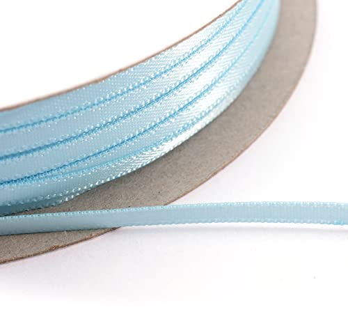 Vaessen Creative 301002-5010, Hellblau, Satinband, 3 mm x 100 m Doppelsatinband, Schleifenband, Dekoband, Geschenkband, Stoffband für Hochzeit, Taufe und Geburtstagsgeschenke, Satin, 3MM, meter