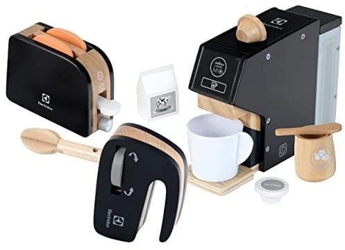 Theo Klein 7404 Electrolux Kitchen Set, wood I ideal-quality children kitchen set consisting of coffee maker, blender and toaster I Accessories for play kitchens | Toy for children from 3 years