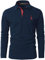GNRSPTY Mens Polo Long Sleeve Shirt Cotton Golf Giraffe Tops (XL, Navy+Red)