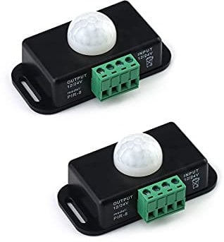 QWORK® Détecteur de Mouvement à Infrarouge, 12 V 24 V Contrôleur PIR Capteur PIR pour Bandes LED, 2 Pièces