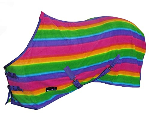 Rainbow Printed Standard Fleece Rug - Equestrian Breathable Turnout Travel Horse Cooler Rugs without Neck - Pony Cob Protective Blanket Sheet for Fields Yard Stable