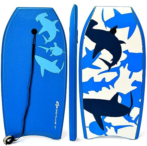 COSTWAY Bodyboard, Schwimmbrett Schwimmboard, Surfbrett Kinder, Surfboard, Sup-Board (94x47x5,5cm, Blau)