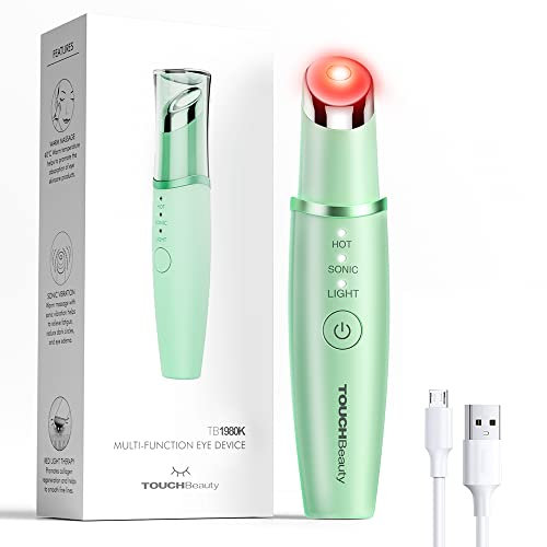 TOUCHBeauty Augen Massagegerät,Ultraschall Augenmassagegerät With 40 ℃ Wärmefunktion et Rot LED Lichttherapiegerät Anti Aging Antifalten Wiederaufladbare AG-1980KG(Grün)