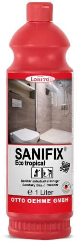 Lorito Sanifix Eco Tropical 1l Sanitärreiniger Kalklöser Kalkentferner, Badreiniger für Keramik, Glas und Kunststoff, 1 Liter