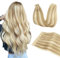 DOORES Extensions Echthaar Tape in, Dreckiges Blond Highlights Bleichblond 50cm (20zoll) 50g 20pcs, Hair Extensions Echthaar Remy Haar Natural Hair