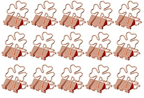 15 Stück Mini Binder Clips Kleeblatt Form Büroklammern Buchseiten Eckklammern Papier Eckklammern Lesezeichen Clips Metall Hohlbinder Clip für Testpapier Notizen Dokumente