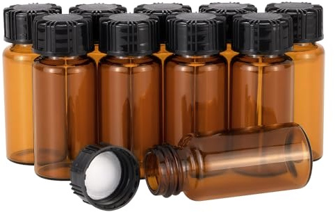 Pxyelec 10 Stück 10ml Braune Glas Probenflaschen mit Schraubverschluss | Für Flüssigkeitsproben und Aufbewahrung, lichtschützend und wiederverschließbar