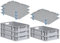 PROREGAL SparSet 5x Eurobox NextGen Grip mit Auflagedeckel & 4 blauen Schiebeschnappverschlüssen, HxBxT 12x40x60cm, 23 L, Grau, Griffe offen, Eurobehälter, Transportbox