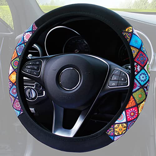 Auto Lenkradhülle Süßes Bunt Lenkrad Abdeckung Universal Auto Lenkradbezug Schweißabsorber Anti-Rutsch Lenkrad Abdeckung Auto für Damen Universelle Größe 37–38 cm