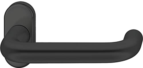 FSB FH Türgriff U-Form 091070- Türdrücker mit Hochhaltefeder auf Rosette oval - Türklinke Brandschutz, Aluminium tiefschwarz