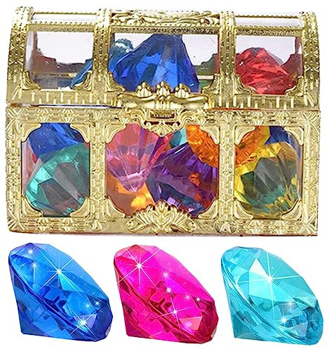 ULDIGI 1 Set Edelstein-Pool Große Diamantdekorationen Mini-Schatztruhe Schwimmen Tauchen Werfen Tauchen Edelstein-Kinderpool Schatzkiste Pool Für Kinder Im Alter Von 8–12