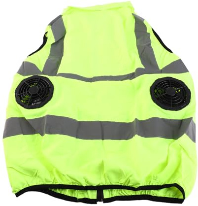 Fockety Chaleco de enfriamiento Chaleco de Seguridad, Chaleco de Hielo de Aire Chaleco con 2 Ventiladores, Banda Reflectante, Personal de refrigeración Chaleco frío (Verde