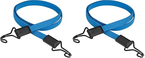 Master Lock 3227EURDAT Flaches Gummi-Spannseil mit Haken [120 cm langes Spannseil] [Doppelter Invershaken] - Ideal zum Transportieren, Verpacken und Sichern von Lasten (Packung mit 2)