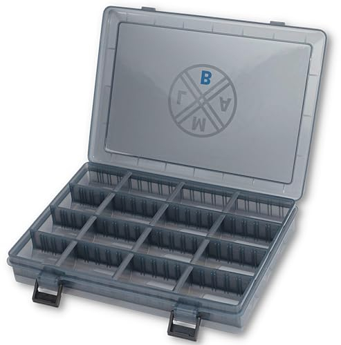 LMAB Angelbox Tackle Box Standard, 3 Größen, Köderbox Angeln, Tacklebox, Angelboxen für Zubehör, Kleinteilebox Angeln, Aufbewahrungsbox Angeln (M - 25,5 x 18,5 x 4 cm)