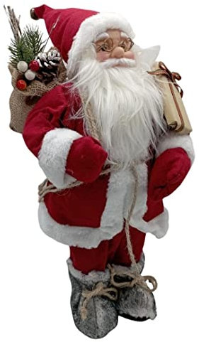 Glac Store Figura de Papá Noel Santa Claus disponible de 60 cm a 80 cm enorme en diferentes versiones blanco o rojo decoración navideña idea regalo (Con caja de regalo, 80 cm)