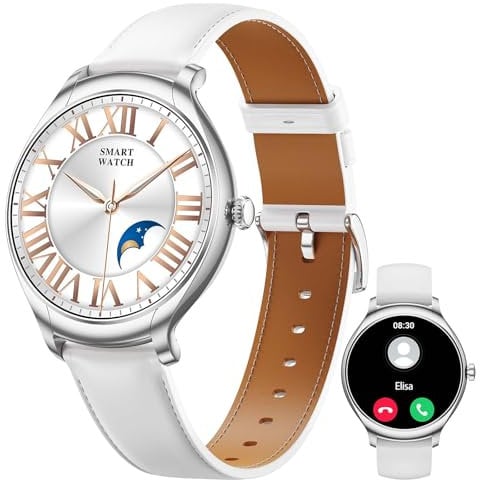 BOALZETD Smartwatch Damen mit Telefonfunktion, 1.39 HD Aktivitätstracker mit Herzfrequenz/SpO2/Schlafmonitor/Menstruationszyklus, 100+ Sportmodi Fitnessuhr Tracker für iOS Android (Silber)