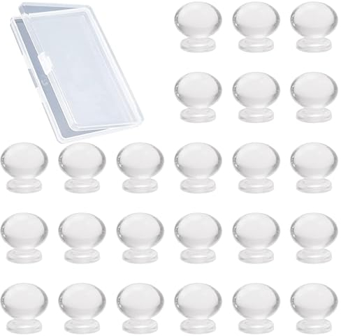 MOROBOR Selbstklebende Schrankgriffe, 24 Stück eiförmige Acrylknäufe transparente Acryl-Schrankgriffe ohne Bohren für Dressingboxen und andere kleine Möbel, (W-MF002787-EU)