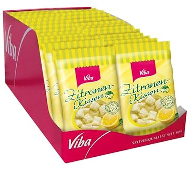 Viba Zitronen-Kissen Vorratspack 20 x 90 g – Extra mürbe Zitronenbonbons mit fruchtig-frischer Zitronennote – Klassische Bonbons im Großpack