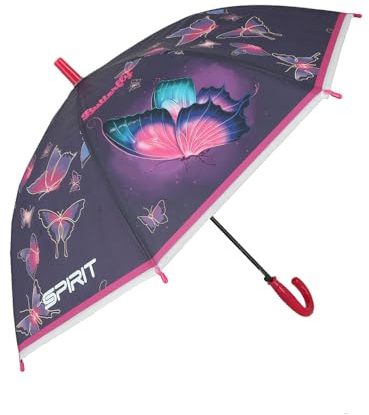 SCOOLSTAR Schmetterling Butterfly Regenschirm,Taschenschirme, Mädchen Regenschirm, Manual Kinderregenschirm mit UPF 50+ UV Schutz, Sturmfest, für Geschenke Mädchen