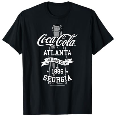 T-Shirt Coca-Cola The Real Thing Noir, Unisex Adulte, Manche Courte, Small, Classique