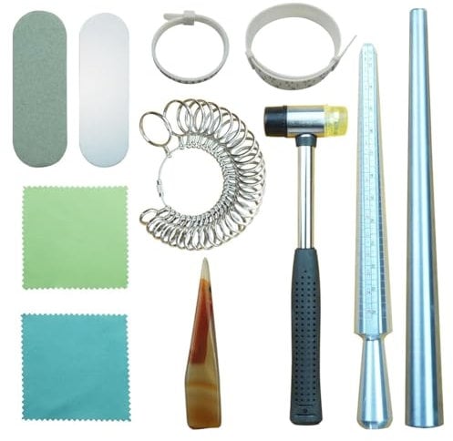 Frsoinor Utensili per la misura ', set per la produzione di anelli, modello rotondo, in metallo, da gioielleria in gomma e utensili per lucidatura