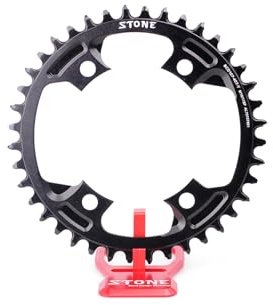 STONE – Plato Redondo/Ovalado Monoplato 107 BCD Compatible con SRAM Force AXS Gravel Carretera Road CNC Aluminio 7075-T651 4 Brazos 38T | 40T | 42T | 44T | 46T | 48T | (Redondo, 40T)