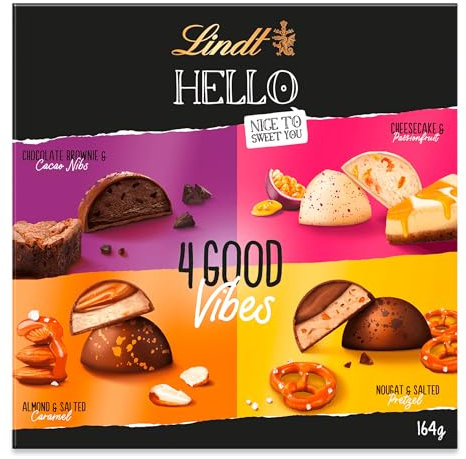Lindt Schokolade HELLO 4 Good Vibes | 164g | 4 verschiedene HELLO Pralinen zum Teilen oder selber genießen | Schokoladengeschenk