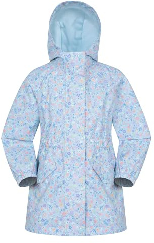 Mountain Warehouse Dale leichte wasserdichte Kinderjacke - mit Fleece gefütterte Regenjacke für Mädchen und Jungen, atmungsaktiv, verstellbare Bündchen Kornblume Kinder 128 DE (7-8 Jahre)