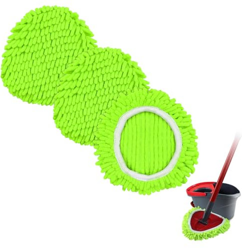 Spin Mop Heads Replacements for Ocedar Easywring 1 Tank System 3 Pack Microfiber Chenille Mop Pad Spin Mop Refill for O Cedar Mop Head Replacement