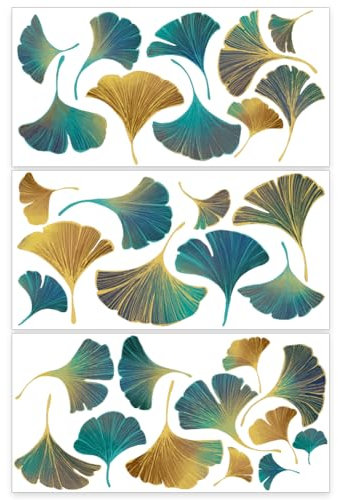 OLYCRAFT 3 Stück/Set Gingko Abziehbilder Zum Aufreiben Für Möbel Und Kunsthandwerk 30x15cm Ginkgo Blätter Dekor Transferaufkleber Blätter Zum Aufreiben Abziehbilder