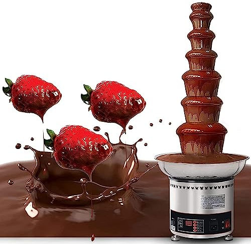 LZDOYY Fontaines à Chocolat, 4/5/6/7 étages Fontaine à Chocolat électrique en Acier Inoxydable Fondue Cascade Machine à Fondre pour ménage Mariage Anniversaire Noël,7floors