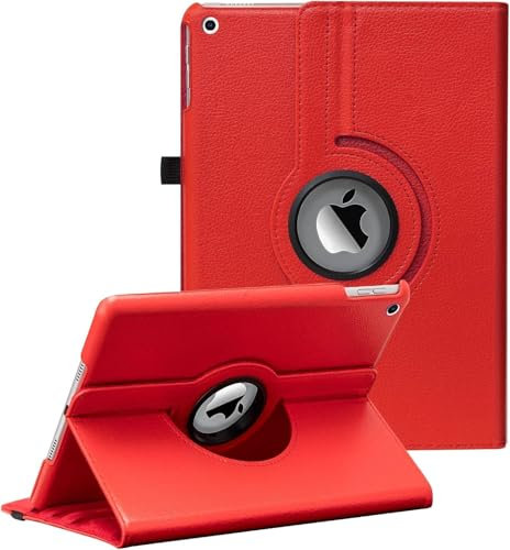 World Biz Funda giratoria para 10.2 pulgadas (9ª/8ª/7ª generación, 2021/2020/2019), rotación de 360 grados, función de encendido y apagado automático para Apple iPad 10.2 (rojo nuevo)