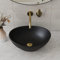 Waschbecken Badezimmer Deervalley Schwarz 400 x330 mm, Oval Aufsatzwaschbecken，Keramik Waschbecken Bad