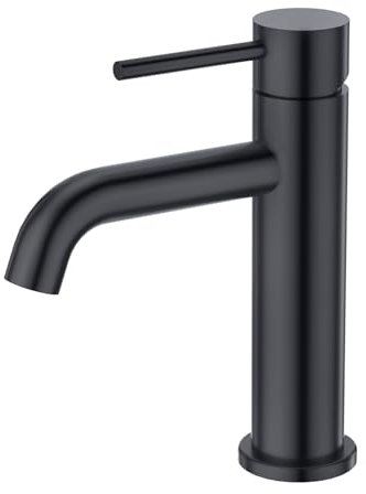 CREA Waschtischarmatur Bad für Waschbecken nur Kaltwasser, Waschtisch Armatur Wasserhahn Bad Waschbeckenarmatur Badarmatur, Edstahl Schwarz