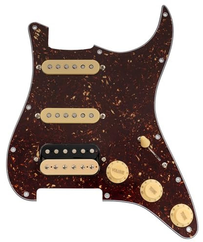 Musiclily Pro SE ST-HSS-60SE Loaded Pickguard Vorverdrahtetes Schlagbrett mit Alnico 5 Tonabnehmer 5-Weg Super Schalter für Strat Style E-Gitarre, 4-lagig Tortoise Shell