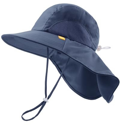 FURTALK Kleinkind Kinder Baby Sonnenhut mit Nackenklappe UPF 50+ UV-Schutz Breite Starre Krempe Jungen Mädchen Strand Schwimmen Sonnenhüte