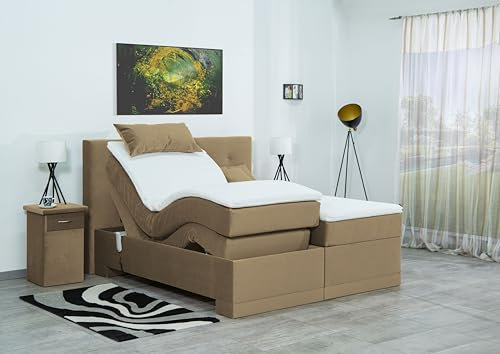 Boxspringbett Lapi 240x220, VS-Sand, 7-Zohnen Taschenfederkernmatratze, Ergoflex - Inklusive Aufbau - Deutscher Hersteller