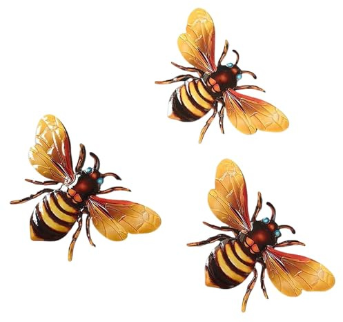 Oldmoom Metal Wall Art - Bee Home Decorations | 3X Indoor Rust-Proof Sculptures, Weather-Resistant Decorations For Garden, Fence, Front Door, Nursery