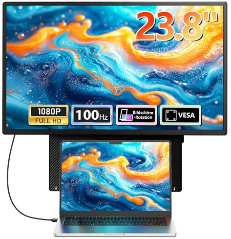23.8 Monitor portátil, 120 Hz extensión de Ordenador portátil con Soporte Compatible VESA, USB-C/Type-C/USB-A/Mini HDMI Screen Extender para Laptop/Mac/PC