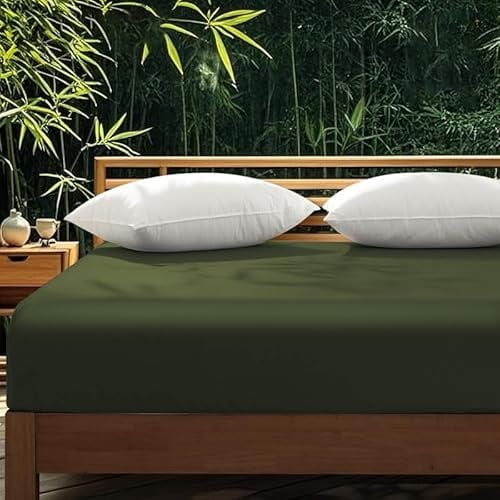 Gezu Baumwolle Spannbettlaken 160x200 Grün Antibakteriell Spannbetttücher | Boxspringbett Bettlaken Leintuch Spannbetttuch Satin 160x200 für Hohe Matratze bis 15-30,100% Langstapelige Baumwolle