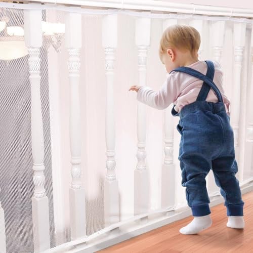 South to East Sicherheitsnetz für Treppe und Balkon, 300x90cm | Universelles Schutznetz für Treppe, Balkon und Fenster, reißfest, einfache Montage ohne Bohren, schützt Kinder und Haustiere